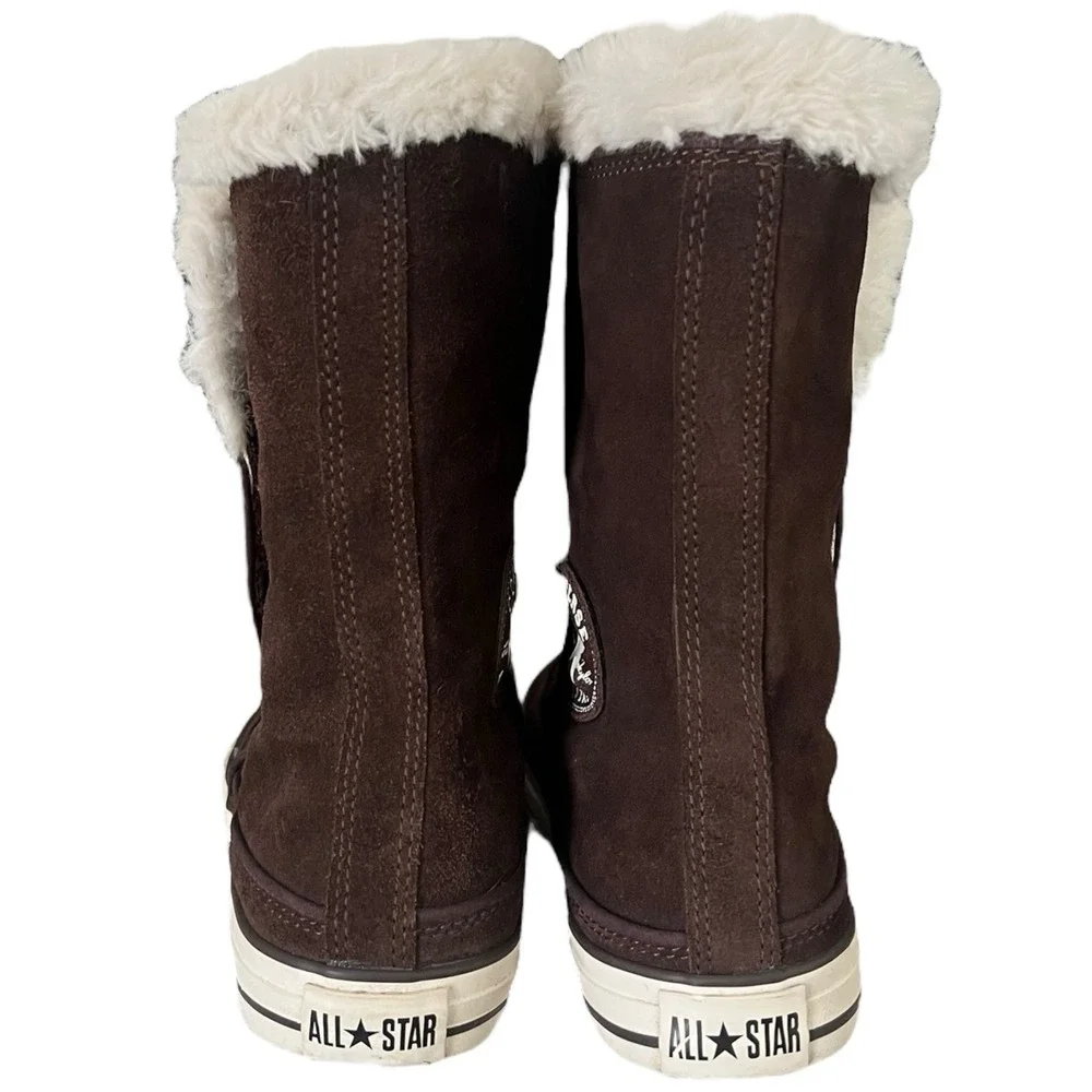 Converse All Star Brown Suede Fur Lined‎ Boots Womens Size 10 Winter Warm